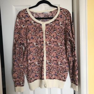 DownEast Bird Print Cardigan